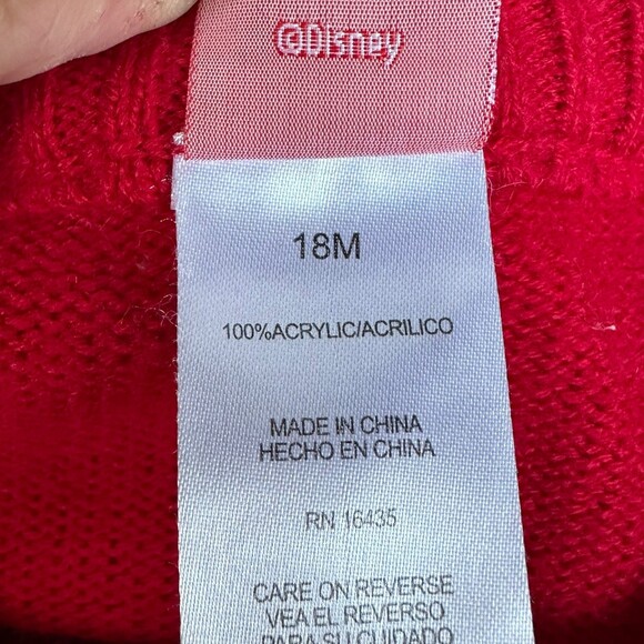 Disney Minnie Mouse Sweater Kids 18M Red White Festive Holiday Sequin Knit Top - Picture 10 of 11